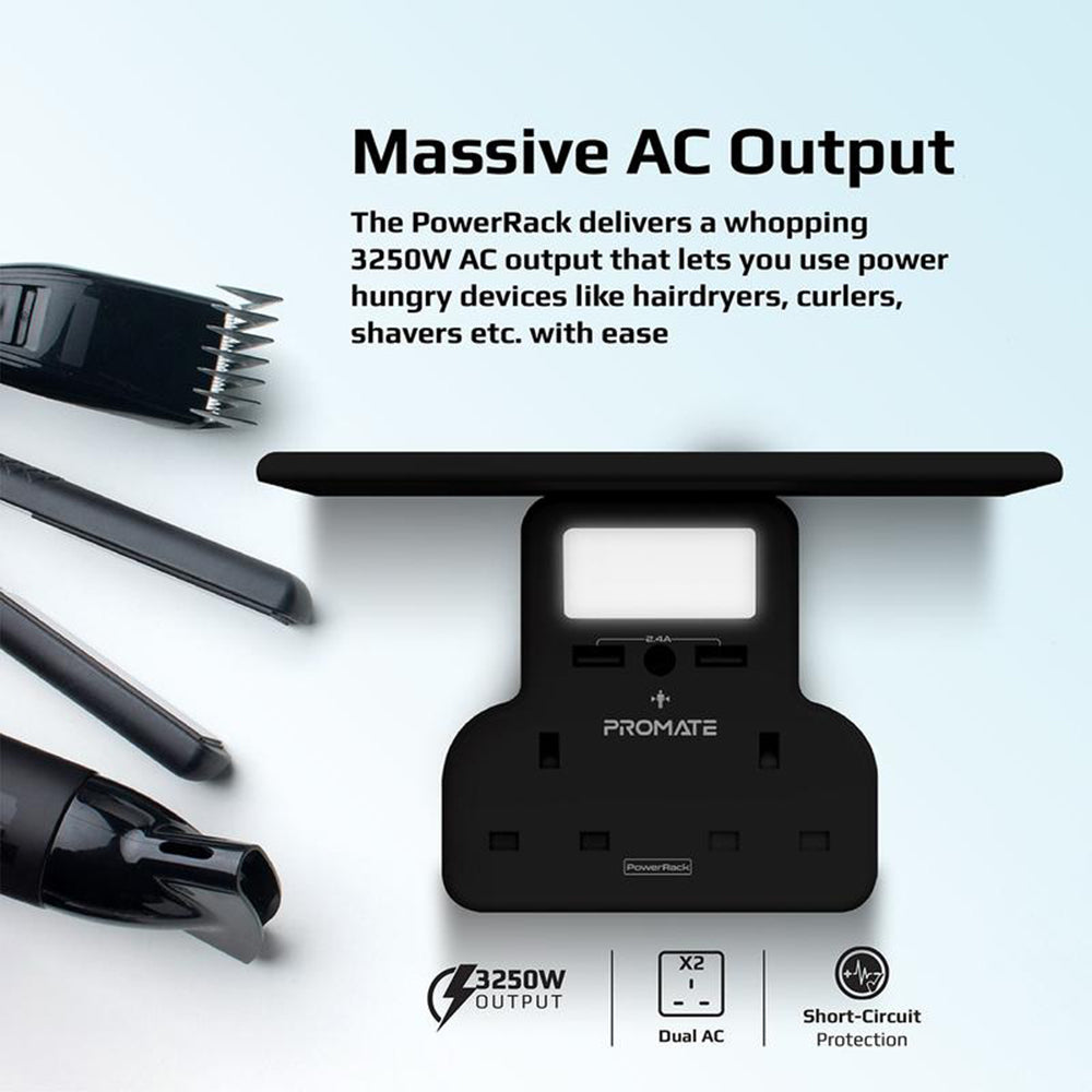 Promate PowerRack 5-in-1 Wall-Mount Charging Station Promate PowerRack 5-in-1 Wall-Mount Charging Station